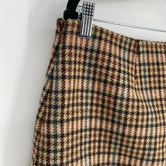 A.L.C. Rylee Wool Blend Brown Plaid Mini Skirt Women's Size 10 - Picture 3 of 5